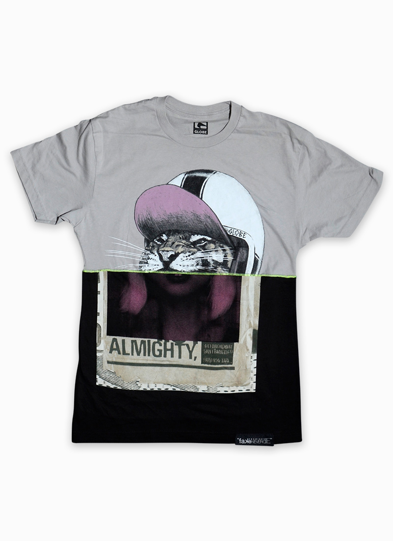 Custom Made Half & Half Black Purple Wild Cat Graphic T-shirt