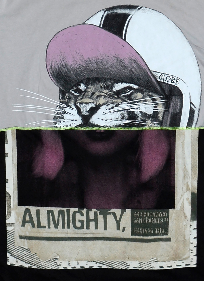 Custom Made Half & Half Black Purple Wild Cat Graphic T-shirt