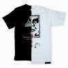 Custom Made Half & Half Black White Type Graphic T-shirt