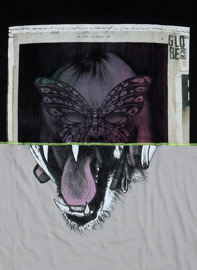 Custom Made Half & Half Black Butterfly Graphic T-shirt
