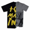 Custom Made Half & Half Black Grey Yellow T-shirt