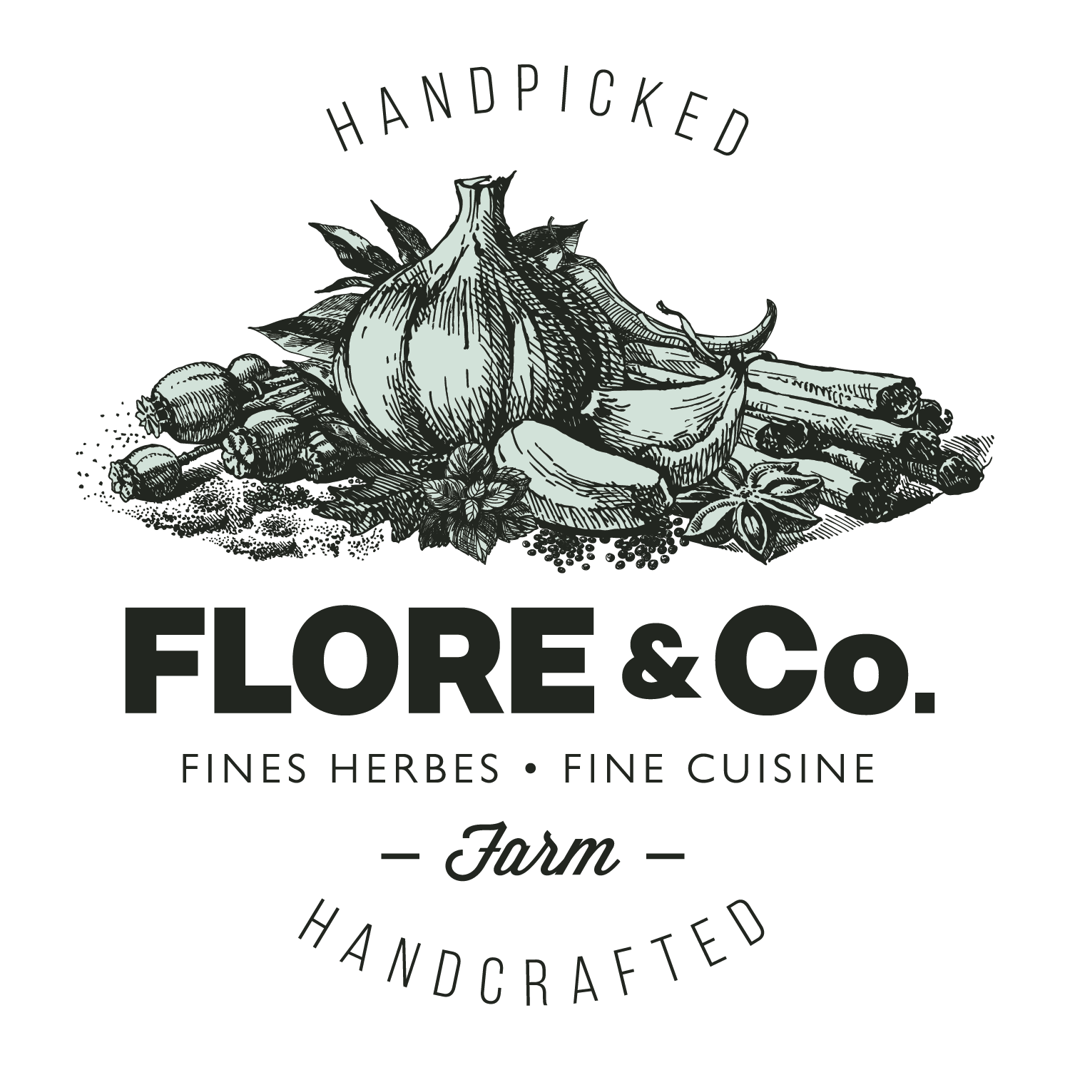 Handpicked, Handcrafted Flore & Co. Corporate Logotype