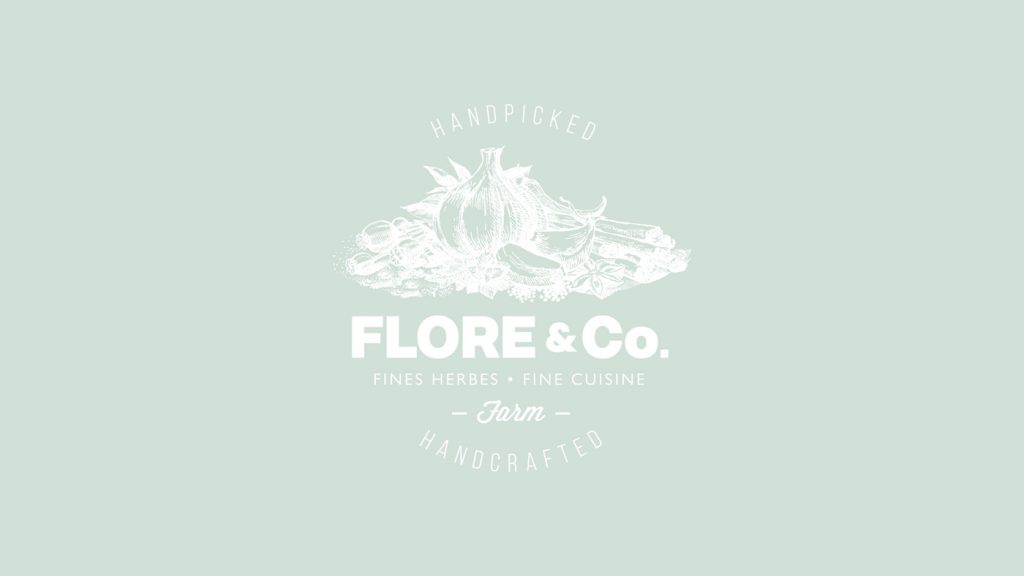 Flore & Co. reverse Logo White on Green Background
