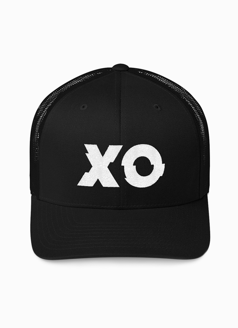 Black Unisex Six Panel Embroidery XO Trucker Hat