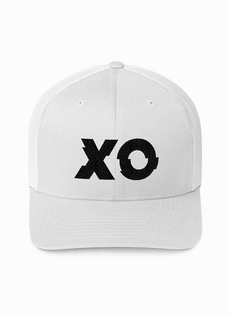 White Black Unisex Six Panel Embroidery XO Trucker Hat