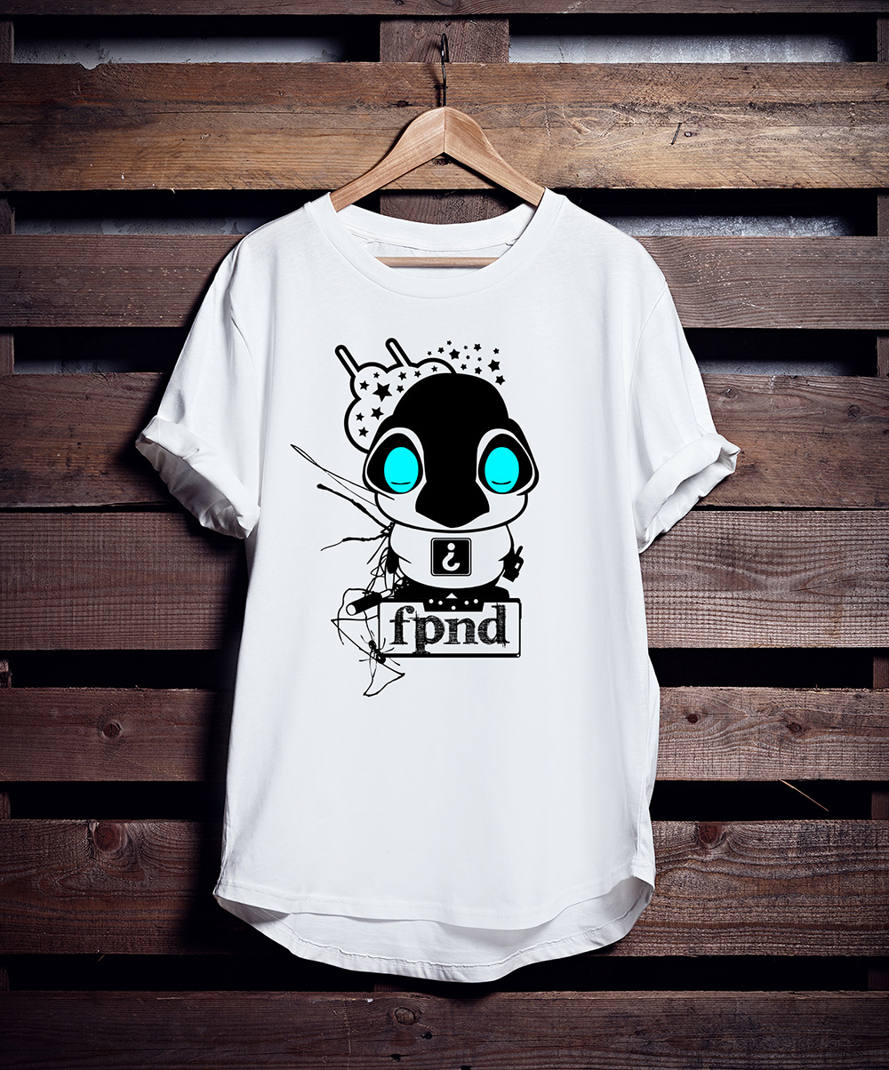 White FPND T-shirt with Illustrated Graphic Design