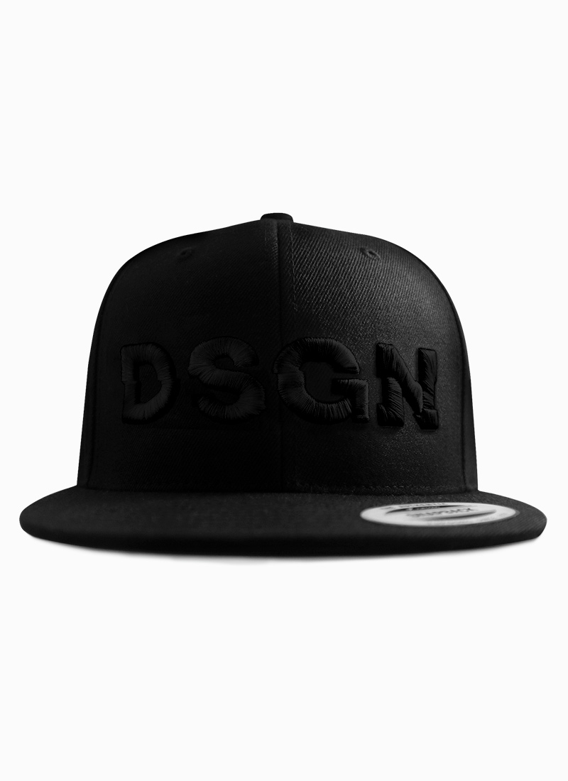 DSGN Black Snapback High Profile Hat with 3D Puff Embroidery