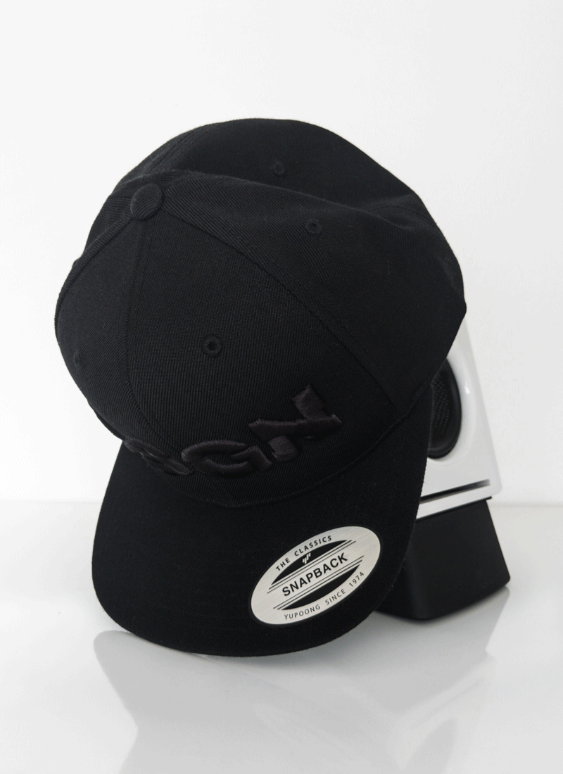 DSGN Black and White Snapback High Profile Hat with 3D Puff Embroidery