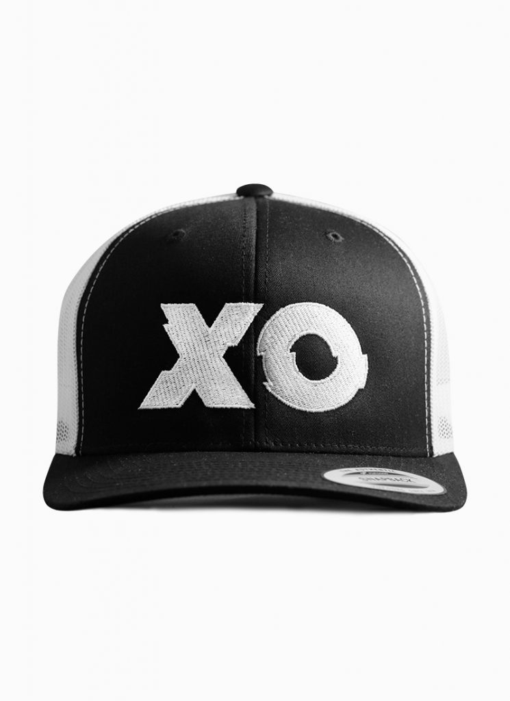 Black and White Unisex Six Panel Embroidery XO Trucker Hat