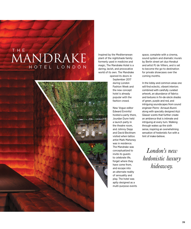 HLM Mag The Mandrake Hotel London Article