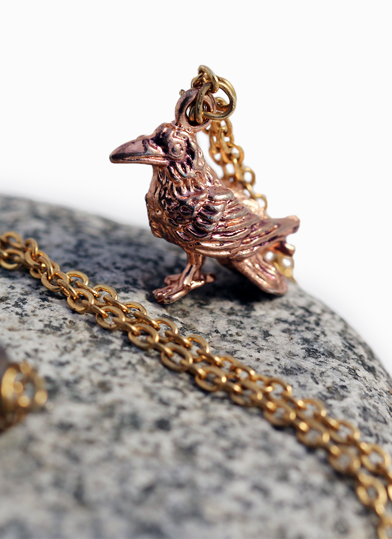 Mystic Pointed Plated Chain Quartz with Copper Raven