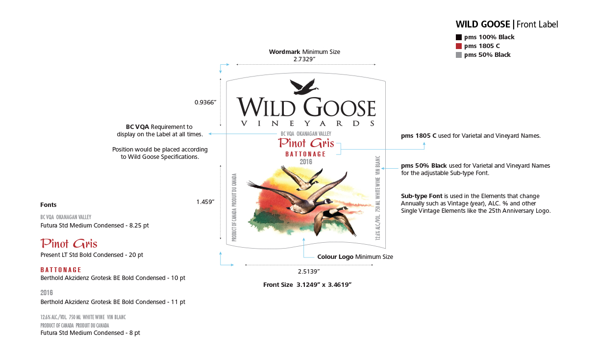 Wild Goose Vineyard front label specs
