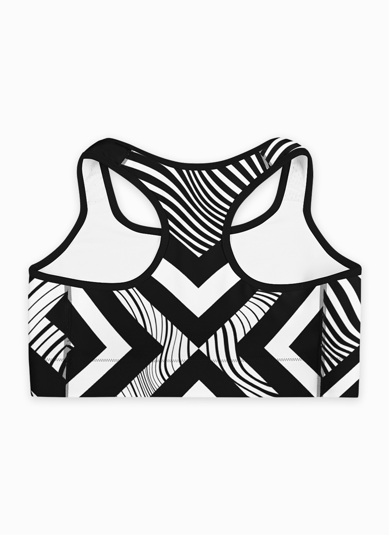 Black and White Zebra Pattern Sports Bra