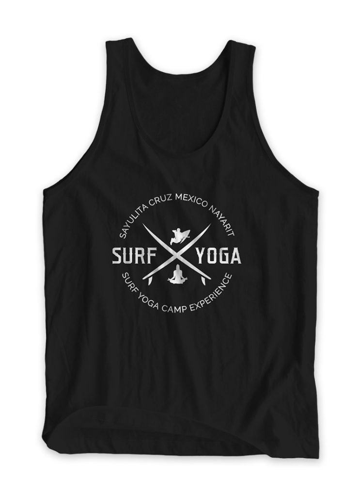 Sayulita Cruz Surf Yoga Black Tank Top