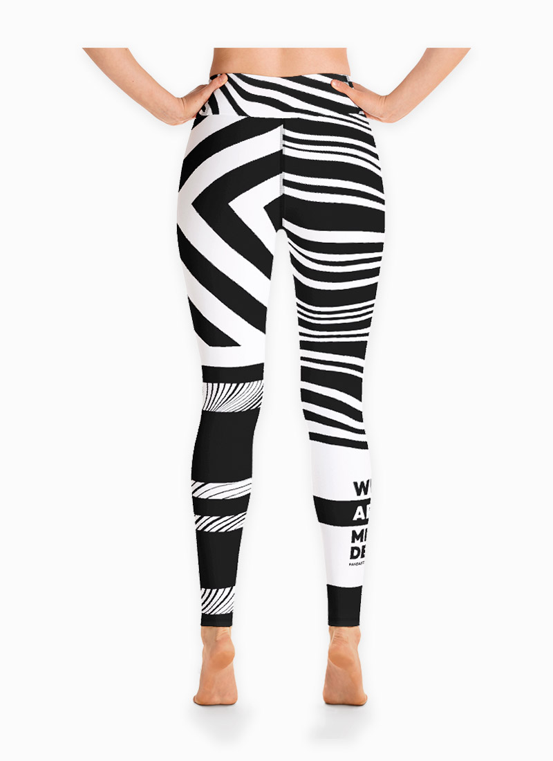 Black & White Striped Grants Zebra Yoga Leggings Back View
