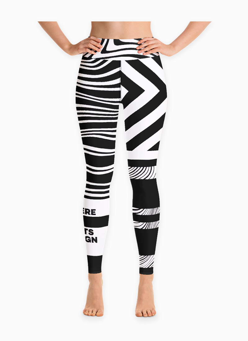 Black & White Striped Grants Zebra Yoga Leggings Front View