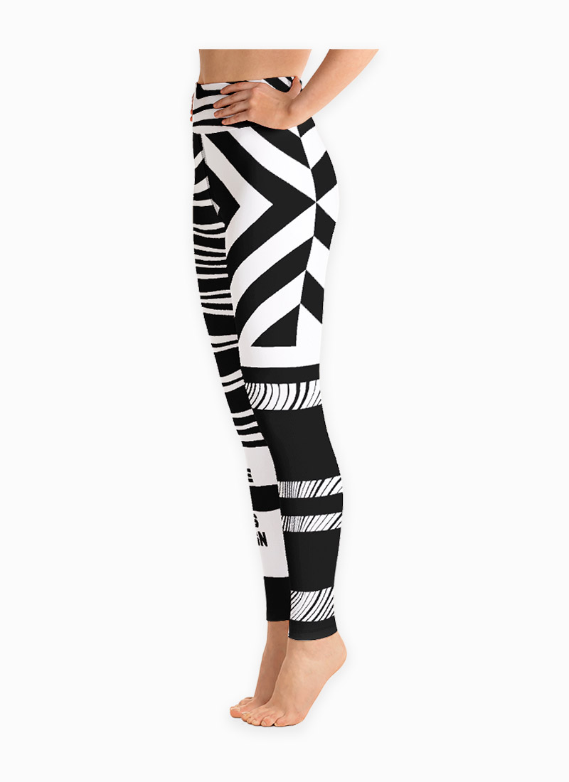 Black & White Striped Grants Zebra Yoga Leggings Left View