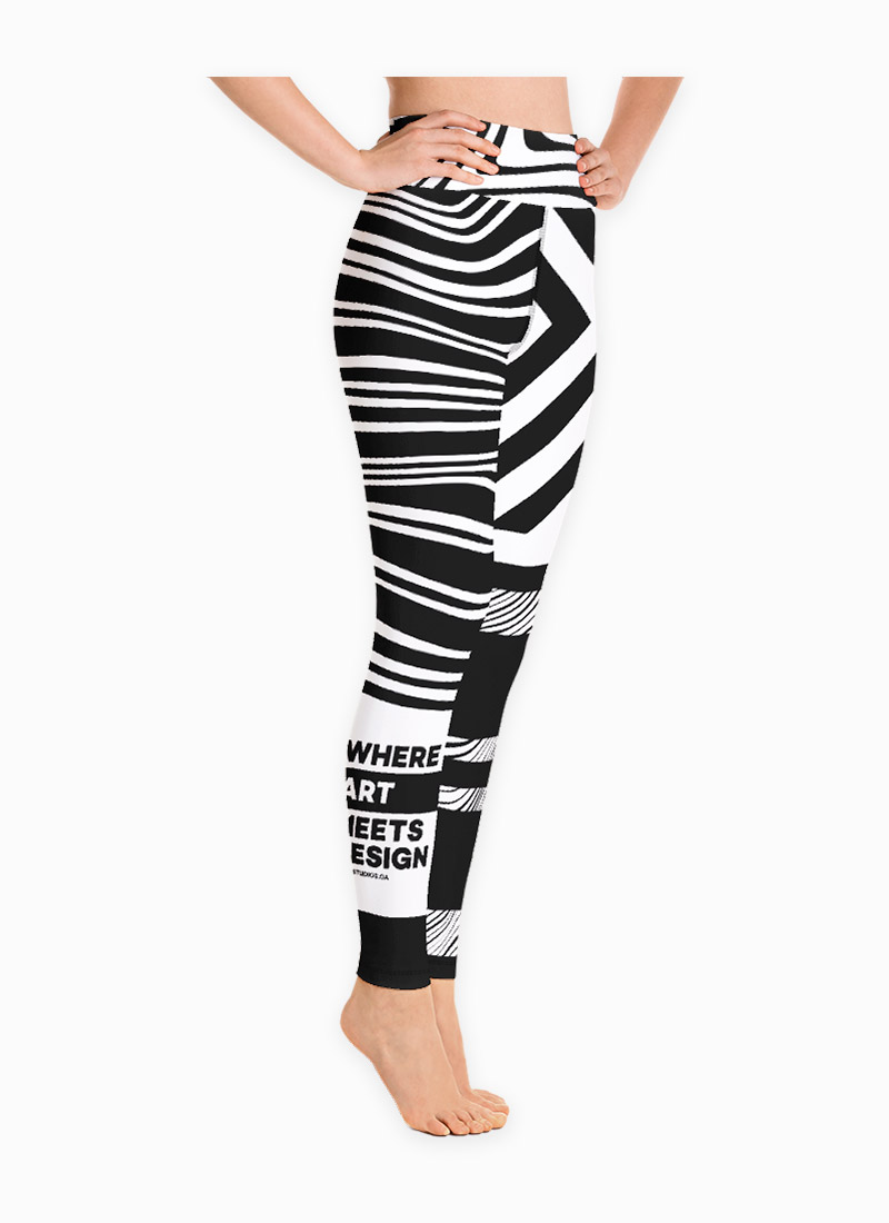 Black & White Striped Grants Zebra Yoga Leggings Right View