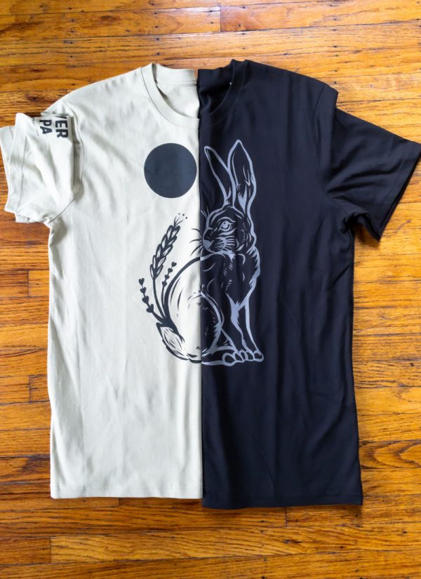 Black and Sage rabbit graphic T-shirts